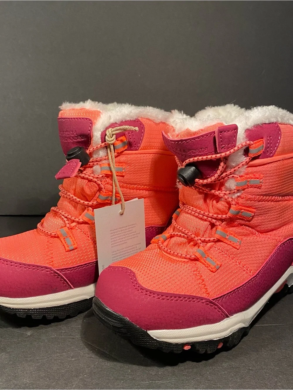 NWT Mountain Warehouse Comet Kids Size 12 Waterproof Snow Boots Coral/Magenta